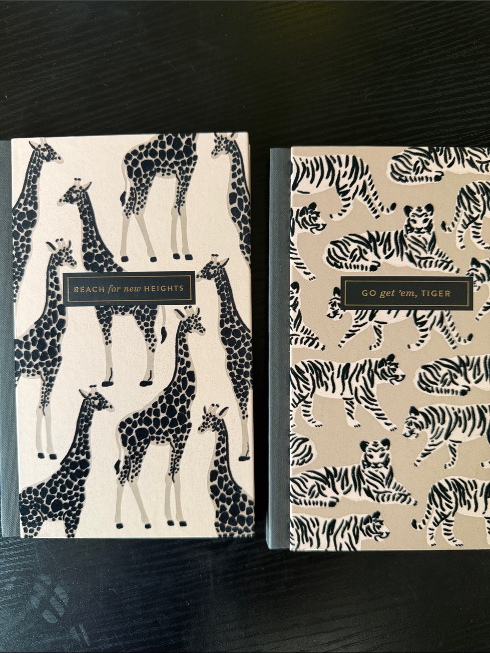Giraffe or Lion Print Notebooks - Cream and Black-Your choice of 1.